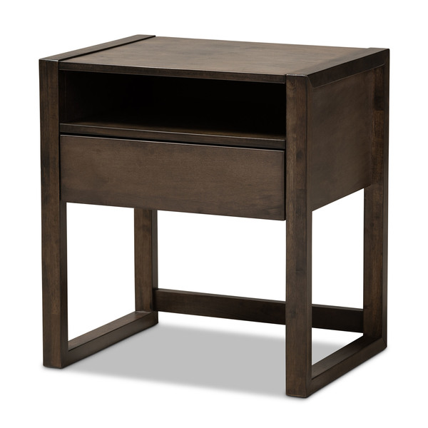 Baxton Studio Inicio Ash Brown Finished 1-Drawer Wood Nightstand 157-9080